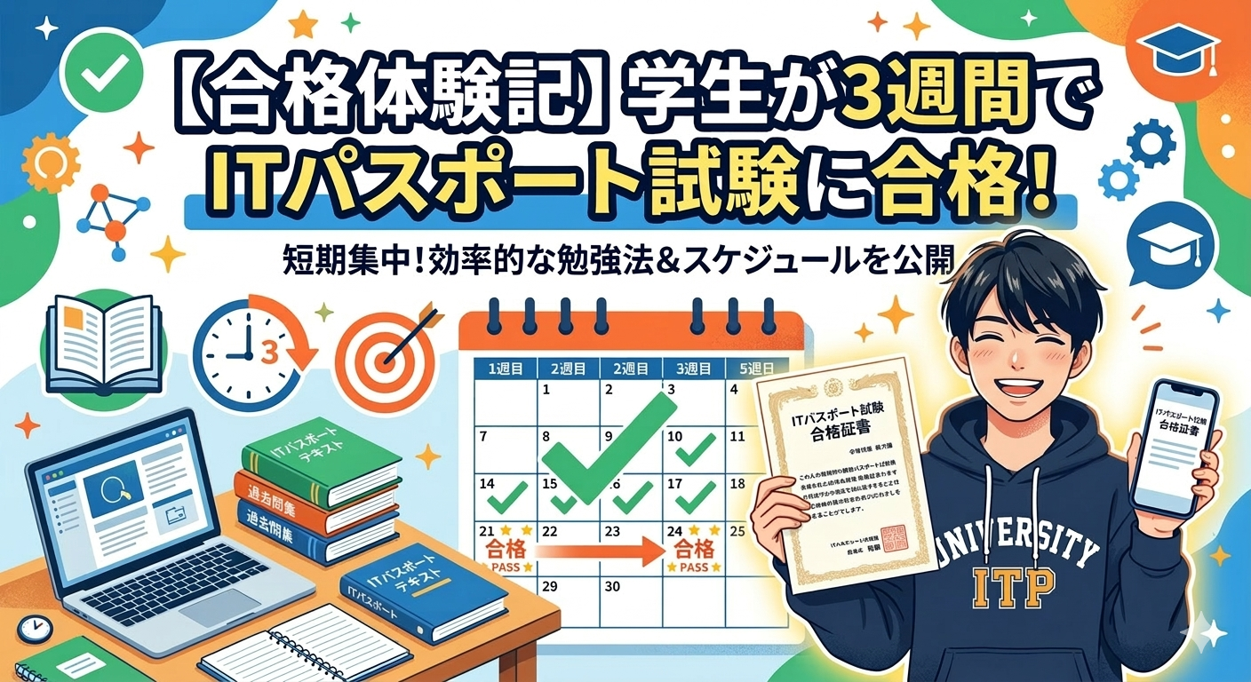 image from 【合格体験記】学生が3週間でITパスポート試験に合格